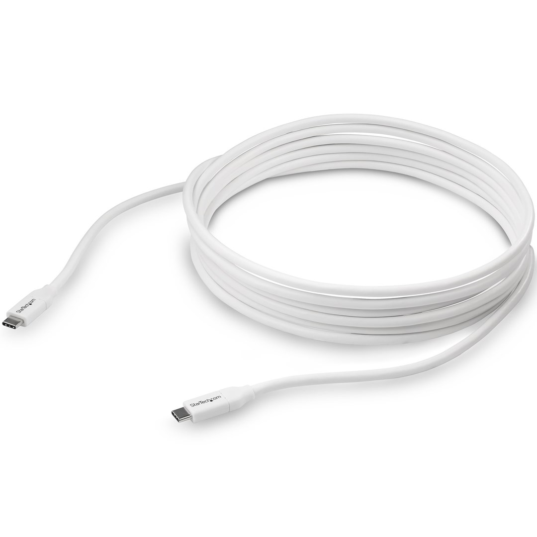 Kabllo StarTech.com USB-C në USB-C, 5A PD, 4 m, USB 2.0, e bardhë