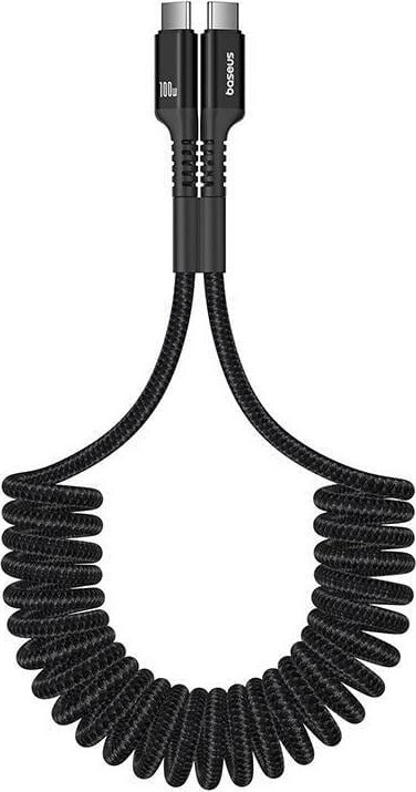 Kabllo karikimi Baseus Fish Eye, USB C në USB C, 100W, 1m spiral, e zezë