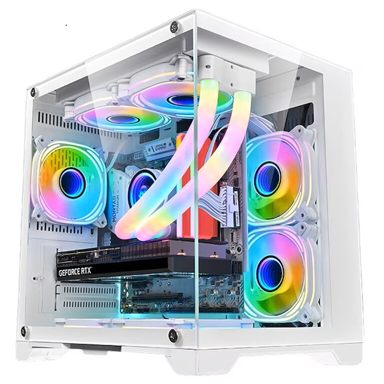 Kasa gaming 1stPLAYER MV5 TP, Micro ATX, 5 ventilatorë aRGB, e bardhë