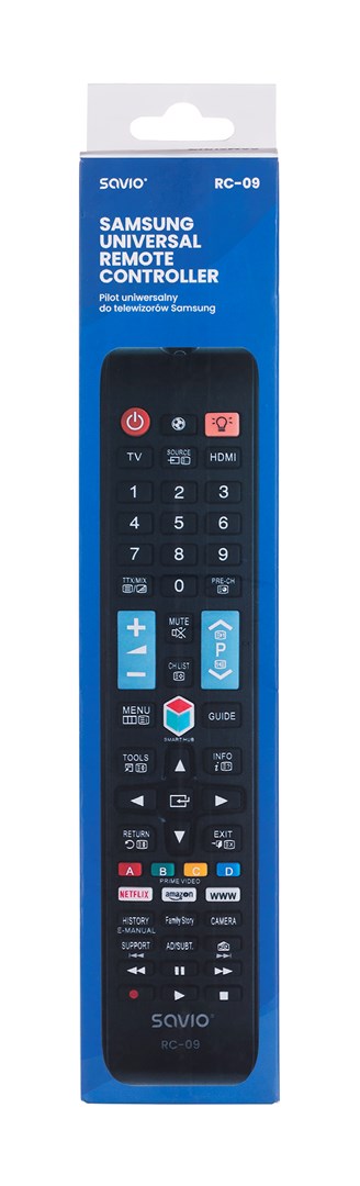 Pilot universal Savio RC-09, për Samsung Smart TV, me infrakuq, i zi