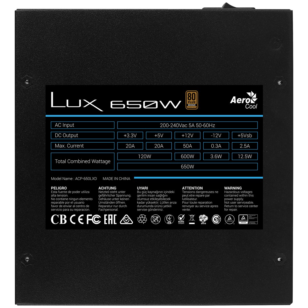 Burim energjie Aerocool LUX 650W 20+4 pin ATX 