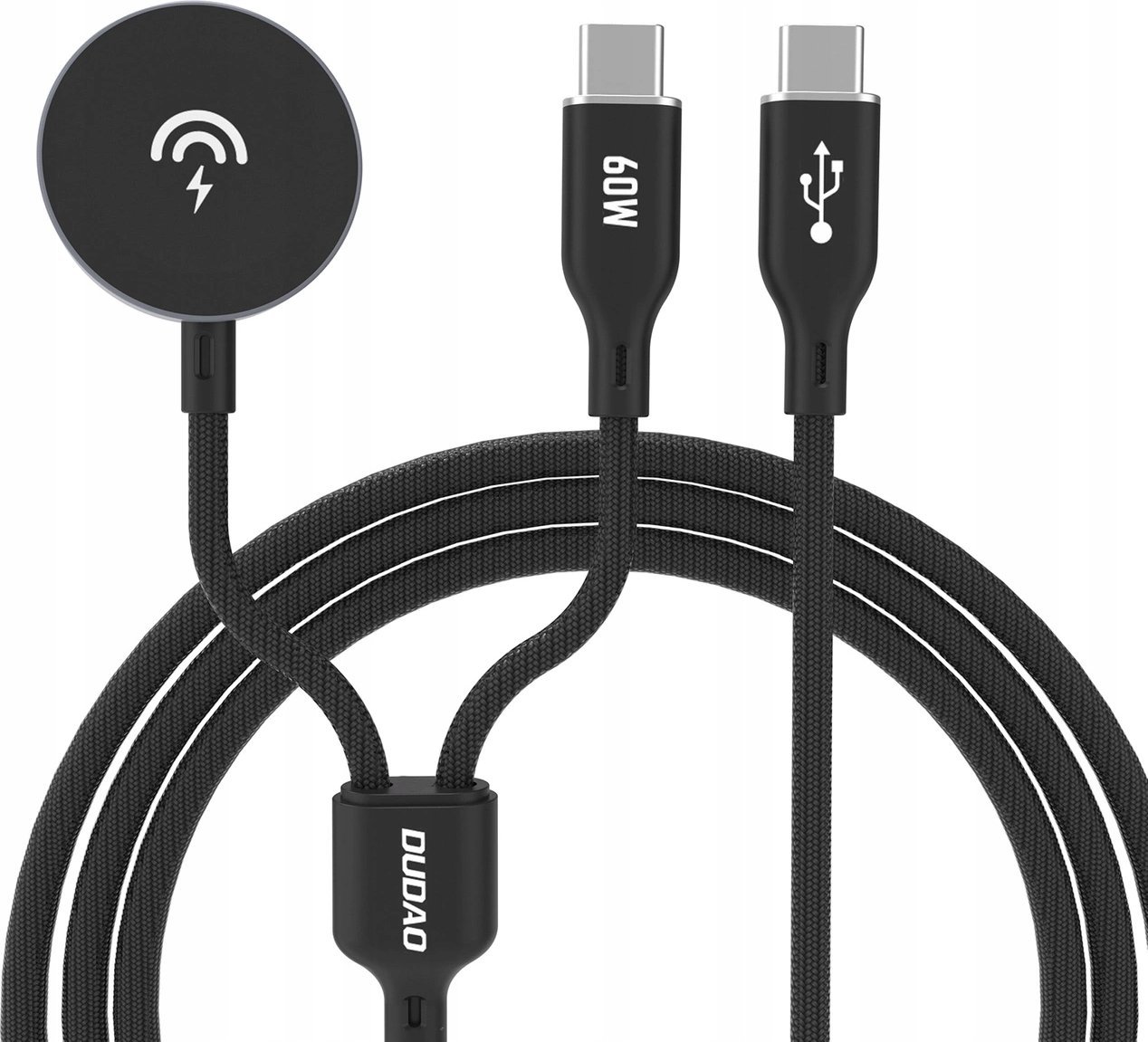 Karikues 2 në 1 Dudao A12Maxc, PD 60W, për Apple Watch dhe USB C, i zi