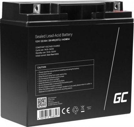 Bateri AGM Green Cell AGM54, 22Ah, 12V, e zezë