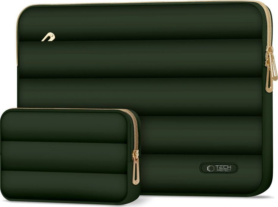 Mbulesë laptopi Tech-Protect Puffy, 15-16", me shkumë mbrojtëse, jeshile army