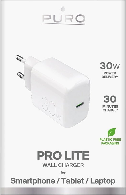 Karikues USB Type C Puro PRO LITE, 30W, i bardhë