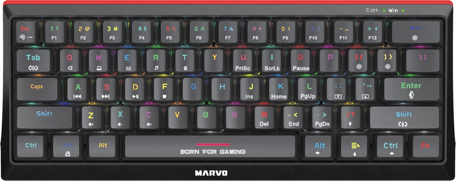 Tastierë gaming Marvo KG962EN B, mekanike Blue, 60%, me drita, e zezë