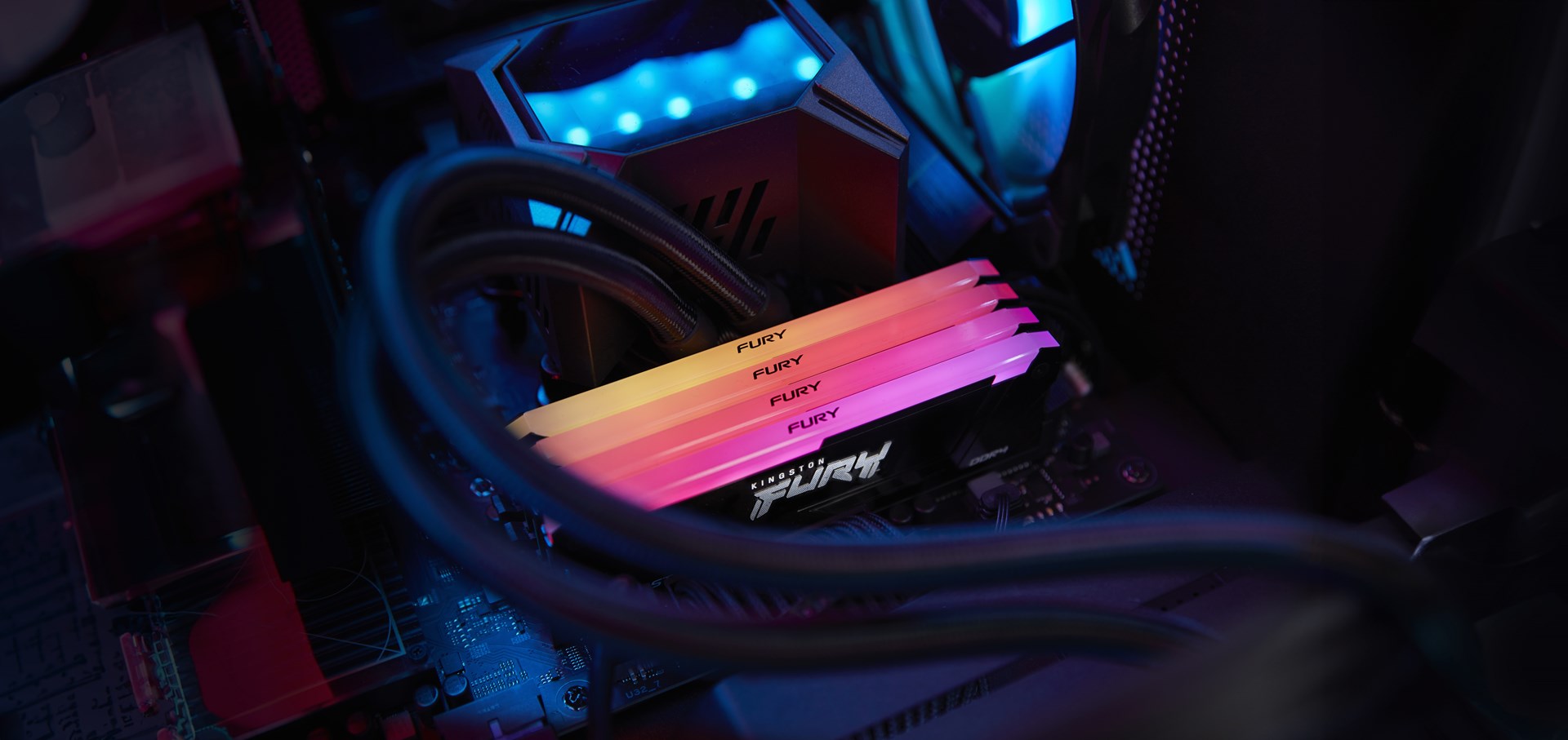 Memorie RAM Kingston Fury Beast RGB, 16GB, DDR4, 3600MT/s, DIMM, e zezë