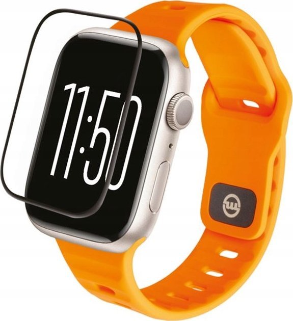 Mbrojtëse ekrani Mobile Origin Hybrid Film për Apple Watch Series 9 8 7 45mm, transparente, me bordurë të zezë