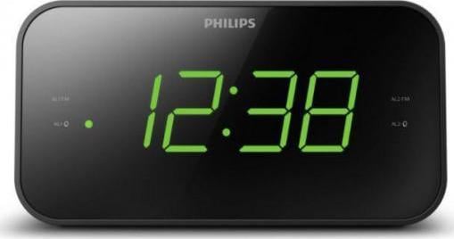 Radio orë Philips TAR3306, radio FM, dy alarme, e zezë