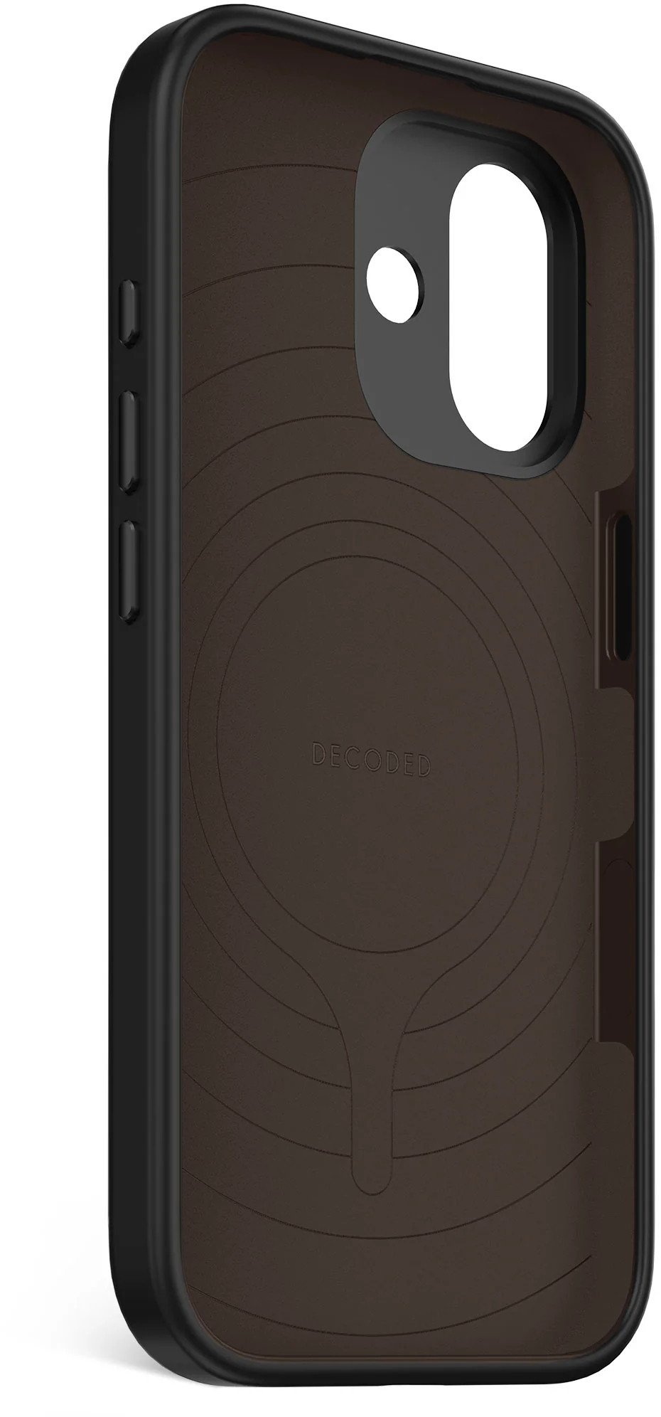 Mbulesë silikoni Decoded për iPhone 17, anti mikrobiale, MagSafe, e zezë Phantom