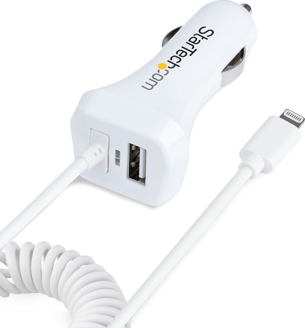 Karikues veture StarTech.com, Lightning 1m, 12W, 2 porta USB, i bardhë
