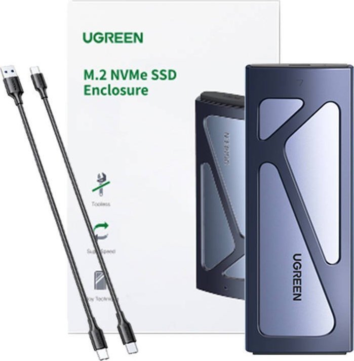 Надворешно куќиште за SSD Ugreen 15512, M.2 NVMe, џебно, сиво
