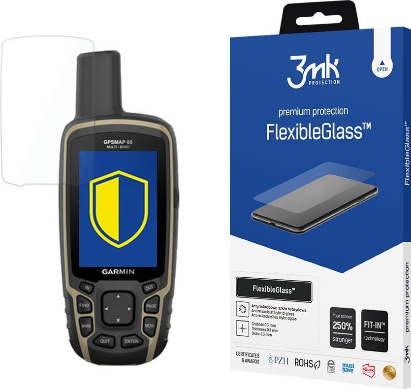 Mbrojtës ekrani 3mk FlexibleGlass për Garmin GPSMap 65, hibrid, ultrai hollë, transparent