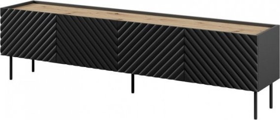 Kabinet TV Onda 4D, 200x40x35 cm, i zi me efekt lisi