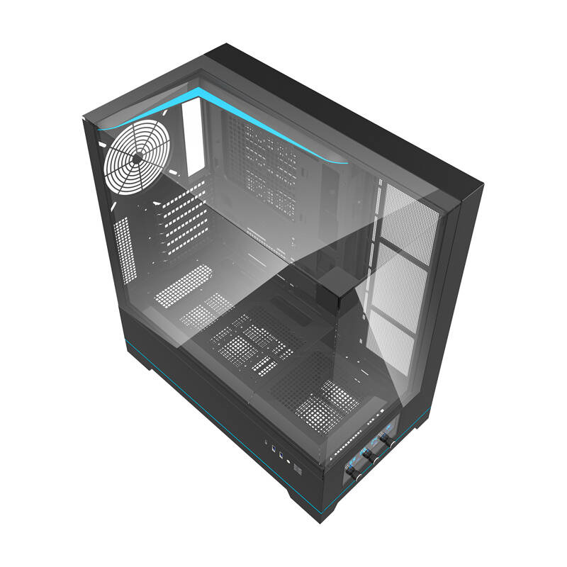 Kuti kompjuteri Darkflash DY450, xham i temperuar, pa ventilatorë, e zezë