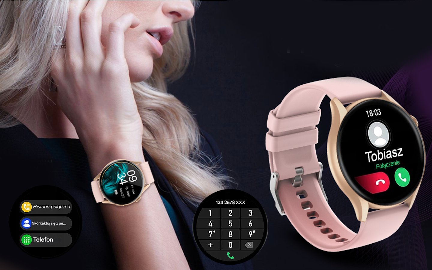 Smartwatch për gra Gravity GT11 3, ekran 1.43" AMOLED, Bluetooth 5.2, ari rozë