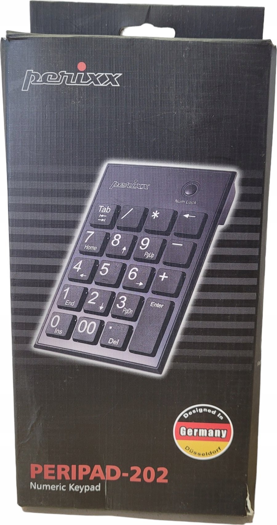 Tastierë numerike Perixx PERIPAD 202HB, me kabllo, me porta USB shtesë, e zezë