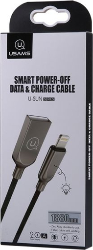 Kabllo karikimi Usams USB-A USB Lightning, 1.9 m, e zezë
