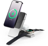 Dock karikues ALOGIC 3 në 1 USB C për iPhone AirPods dhe Apple Watch, karikim i shumëfishtë, kompakt, i bardhë
