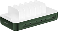 Станица за полнење 4smarts Team 100W, 5x USB C 1x USB A, со 6 кабли, зелена