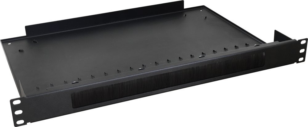 Панел со четки со полица PULSAR RAPS-1P, 1U, за RACK 19\" кабинет, црн