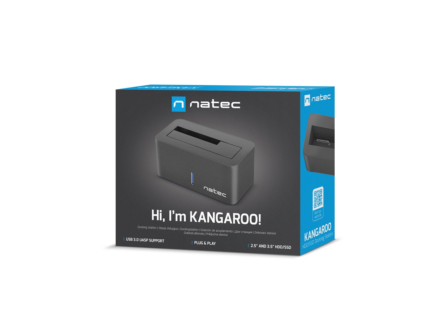 Docking station për disk SATA Natec Kangaroo NSD-0954, 2.5"/3.5", USB 3.2 Gen 1, i zi
