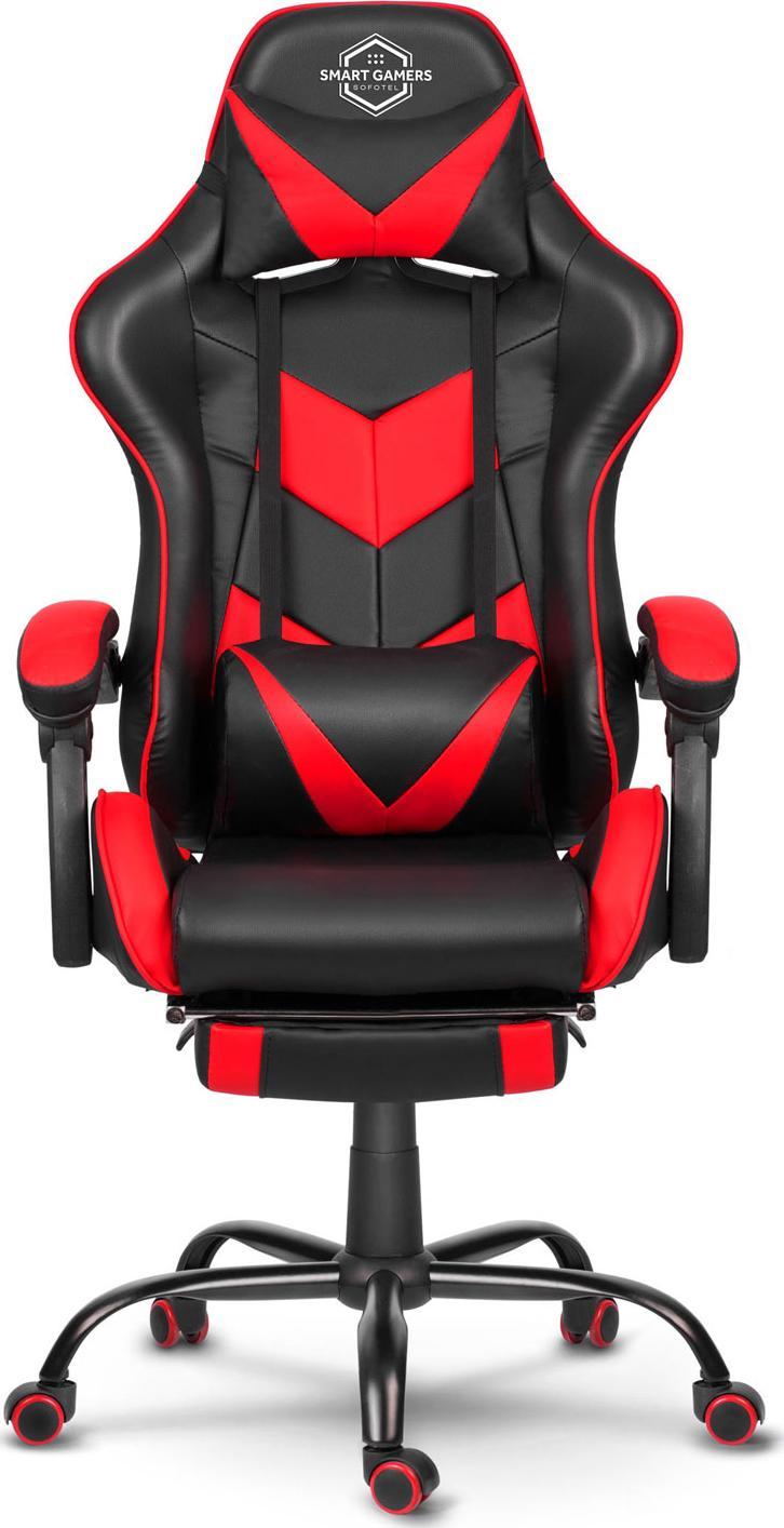 Karrige gaming Sofotel Cerber, me mbështetëse këmbësh, e kuqe