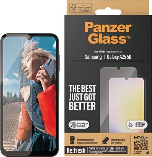 Xham mbrojtës PanzerGlass Ultra Wide Fit, për Samsung Galaxy A25 5G, transparent