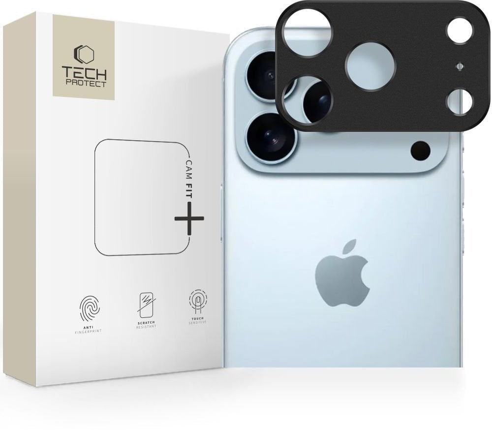 Заштитна маска Tech-Protect Camalloy Fit+ за iPhone 17 Pro, алуминиумска легура, црна