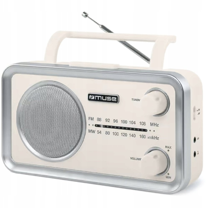 Radio portative Muse MF-060, FM MW, dalje kufjesh, ngjyrë rëre