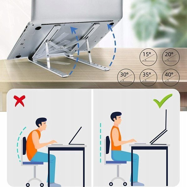 Stendë laptopi Swissten Aluminum, e rregullueshme, alumini, argjendi