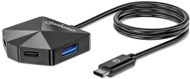 USB хаб Manhattan USB C и USB A, 4 порти, USB 3.2 Gen 1 5 Gbps, сива