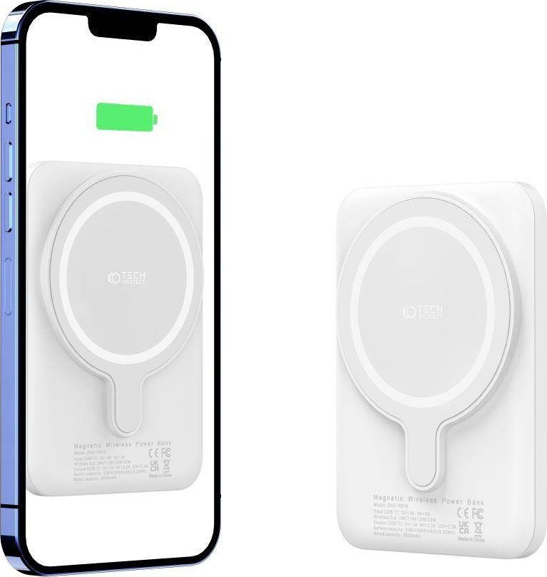 Powerbank Tech-Protect PB10 LifeMag, 5000mAh, MagSafe 15W, i bardhë