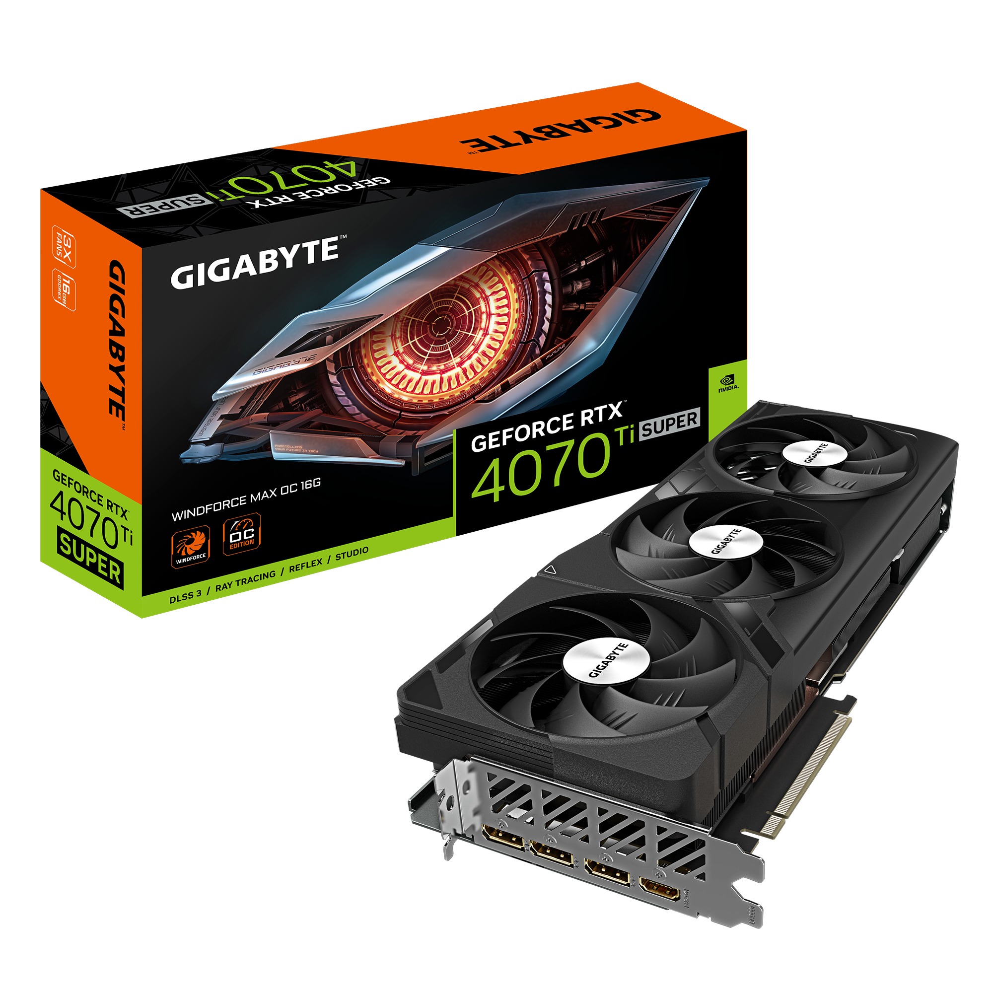 Kartelë grafike Gigabyte GeForce RTX 4070 Ti SUPER Windforce Max OC, 16GB GDDR6X, 8448 CUDA Cores, e zezë