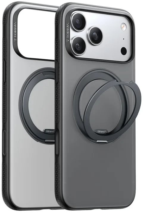 Mbrojtëse telefoni Torras Ostand R Fitness Series për iPhone 17 Pro Max, me unazë 360°, MagSafe, e zezë