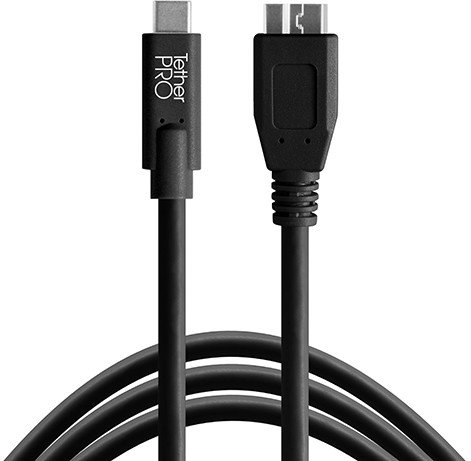 Kabllo TetherTools TetherPro USB C në USB 3.0 Micro B, 4.6m, i zi