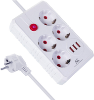 Shtepshe Maclean MCE392 W, 4 presa Schuko, 3x USB, 1.5m, e bardhë