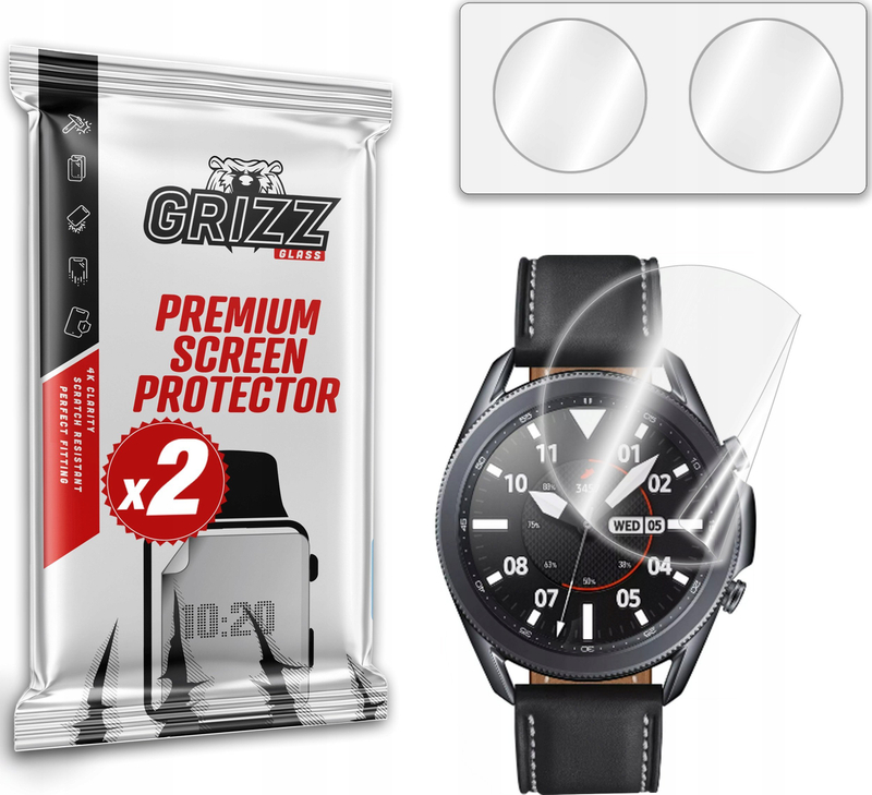 Qelq keramik mbrojtës GrizzGlass Ceramic Film Samsung Galaxy Watch 3 45mm, set 2 copë, transparent