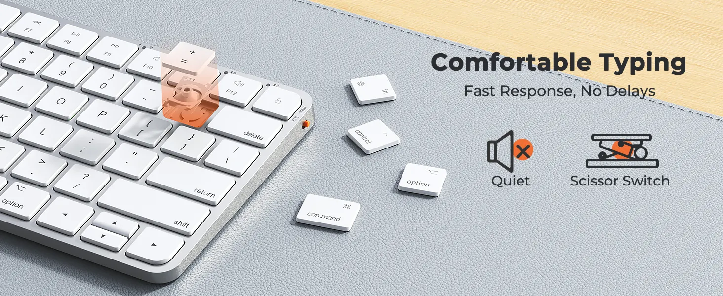 Tastierë Wireless Dual-Mode Meetion C210 (2.4GHz + Bluetooth) për Mac & Windows , White