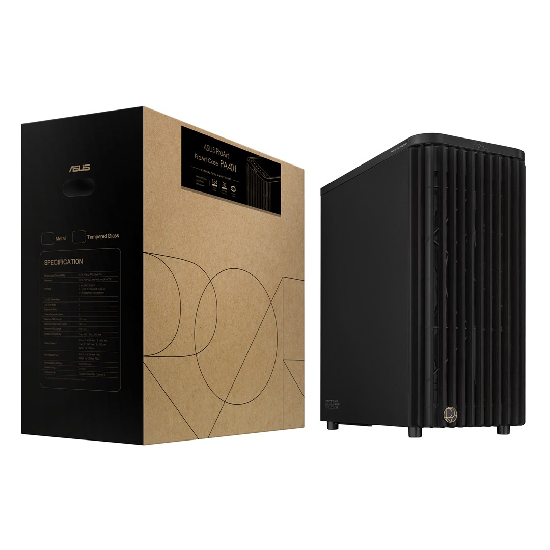 Kasa PC ASUS ProArt PA401 Wood Edition, mid tower, panel metalik, e zezë