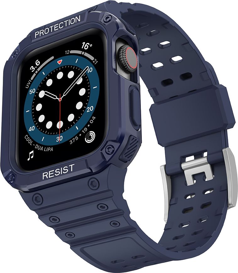 Rrip ore inteligjente Hurtel Protect Strap Band me kasë, për Apple Watch 45 44 42mm, i blinduar, blu
