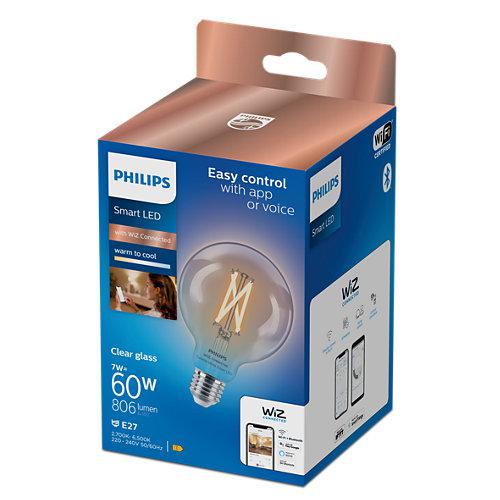 Llambë inteligjente Philips WiZ E27, LED 60W, dritë e bardhë e ftohtë dhe e ngrohtë, dimmable