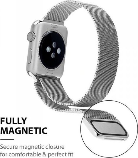 Rrip çeliku Crong Milano për Apple Watch Series 1/5, 38/40mm, i zi