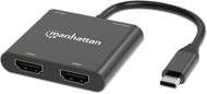 Адаптер Manhattan USB C Dual HDMI и USB A, 4K, Power Delivery 100W, црн