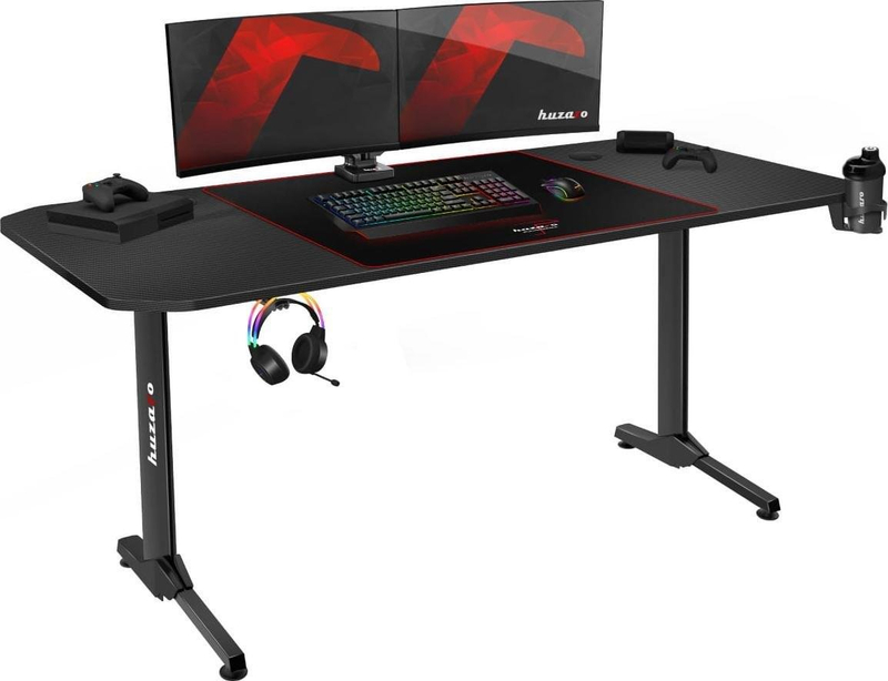 Tavolinë gaming Huzaro Hero 4.7, me pad të madh, organizues kabllosh, e zezë