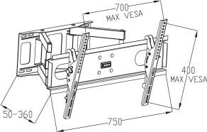 Mbajtëse muri për TV Art AR-52, 30" 70", universale, e zezë