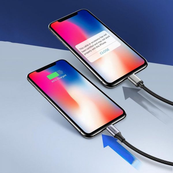 Kabllo USB Ugreen USBA në Lightning, 1m, karikim dhe të dhëna, argjendtë