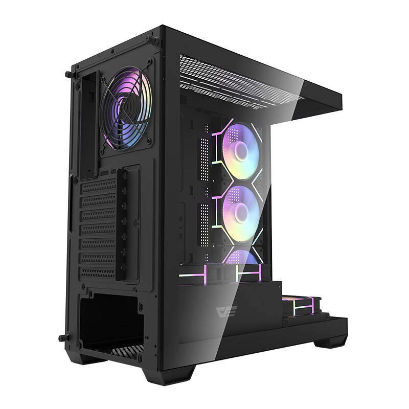 Kasa PC DarkFlash DS900, ATX MIDI Tower, 7 ventilatorë ARGB, e zezë
