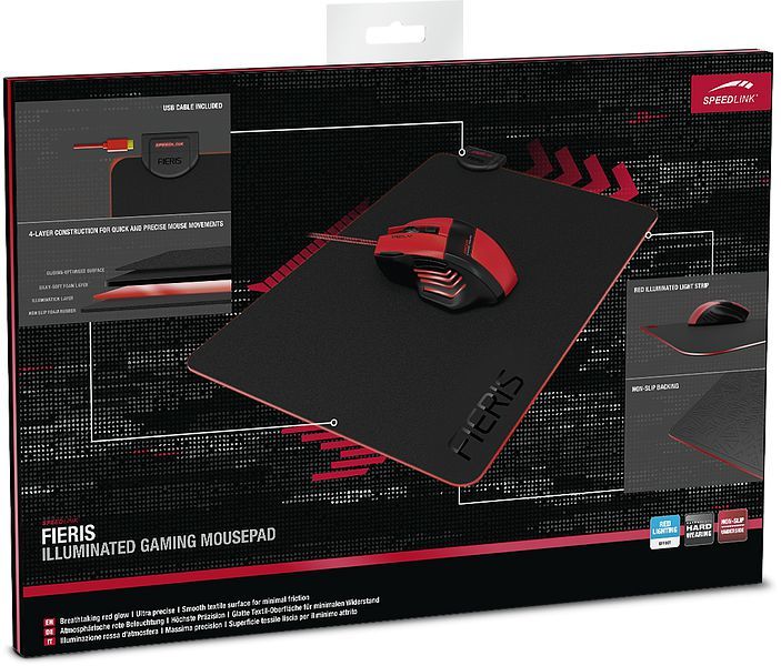 Mauspad Speedlink Fieris Illuminated Gaming, M, i kuq