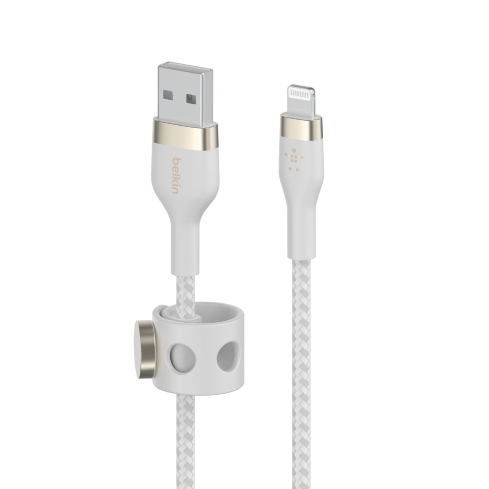 Kabllo USB-A në Lightning Belkin BoostCharge Pro Flex, 3m, MFi, e bardhë